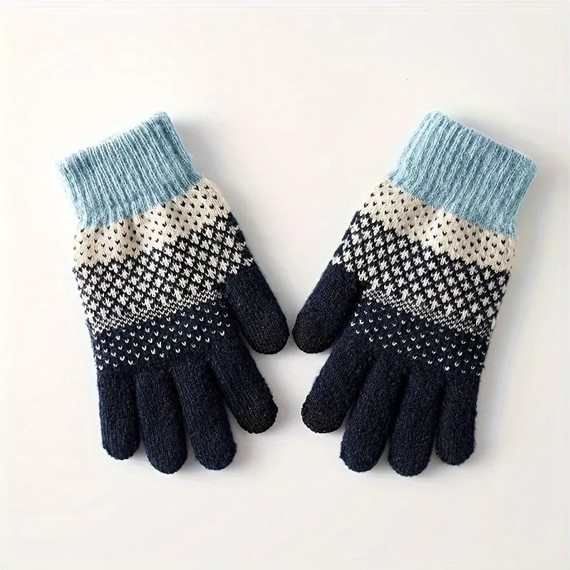 1pair Coldproof Split Finger Knitted Gloves, Plus Velvet Thickened Coldproof Gloves For Outdoor Cycling, Ideal choice for Gifts