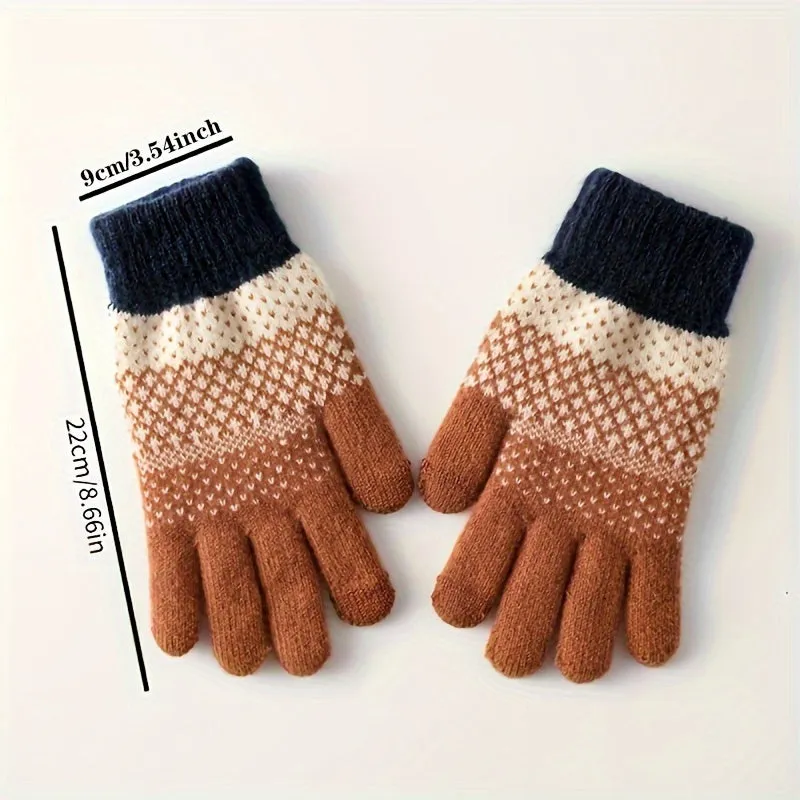 1pair Coldproof Split Finger Knitted Gloves, Plus Velvet Thickened Coldproof Gloves For Outdoor Cycling, Ideal choice for Gifts