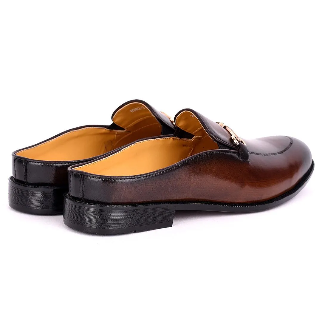 Abraham Mathias Plain Leather With Classic Chain Men's Half Shoe- Brown