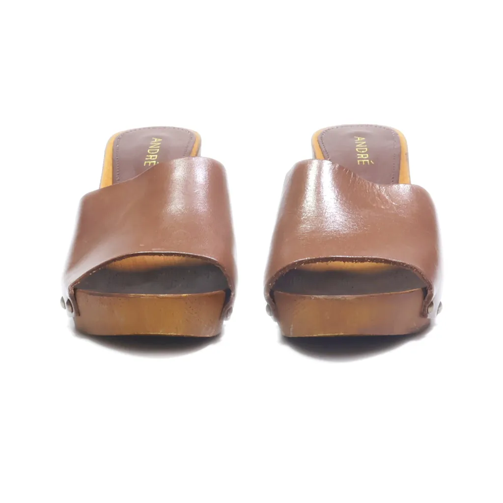 Andre Wedge Sandals Leather Brown Colour For Women