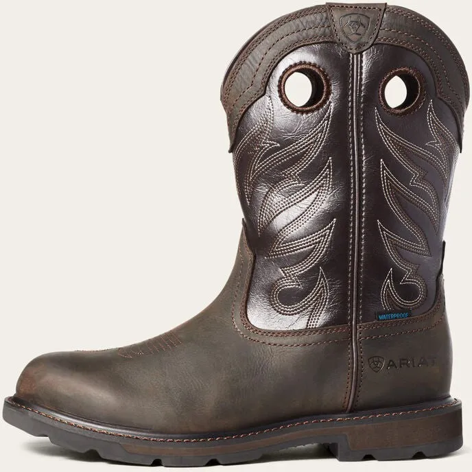 Ariat Men's Groundwork ST Waterproof Western Work Boot -Brown- 10035965