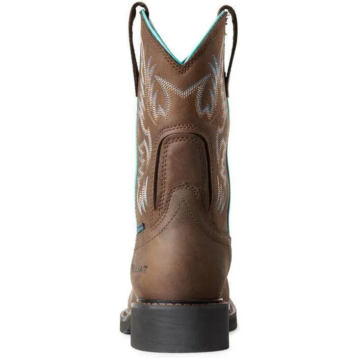 Ariat Women's Krista 9" Steel Toe WP Western Work Boot - Dark Brown - 10029516