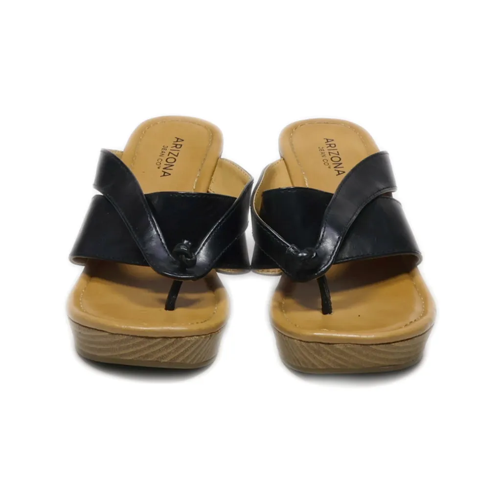 Arizona Jean Co Wedge Sandals Leather Black Colour For Women