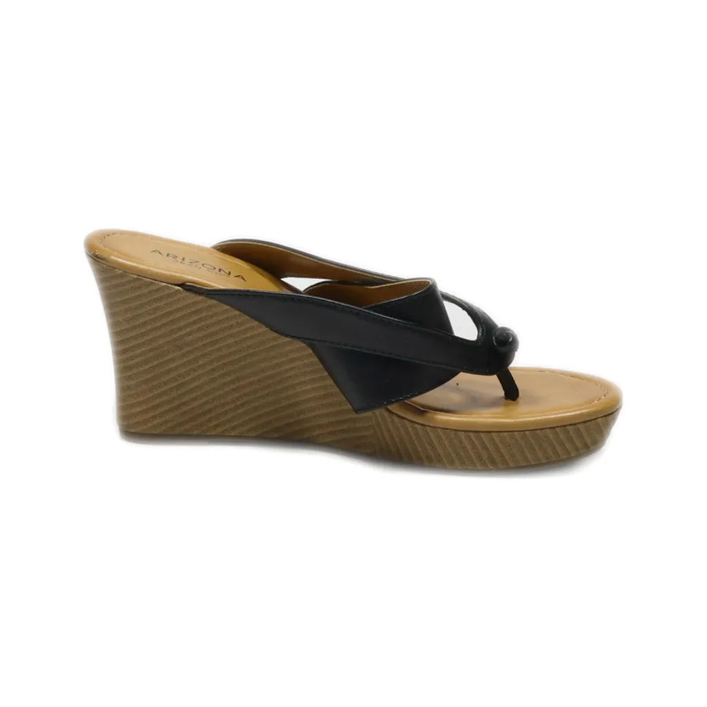 Arizona Jean Co Wedge Sandals Leather Black Colour For Women