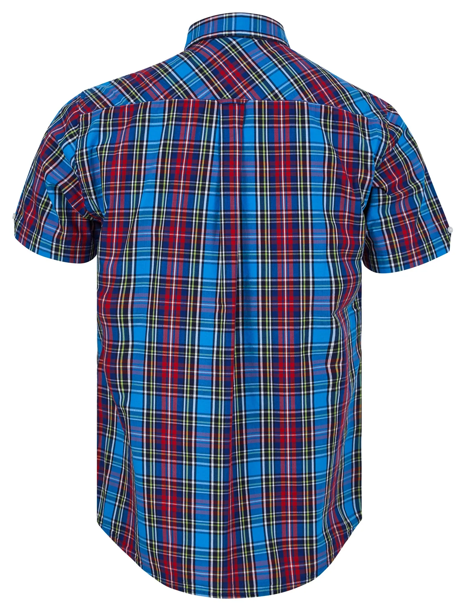 Baltra Checked Cotton Short Sleeve Shirt in Blue / Red Check  - Tokyo Laundry