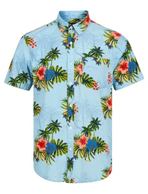 Baracoa Floral Print Short Sleeve Shirt in Dream Blue - Tokyo Laundry