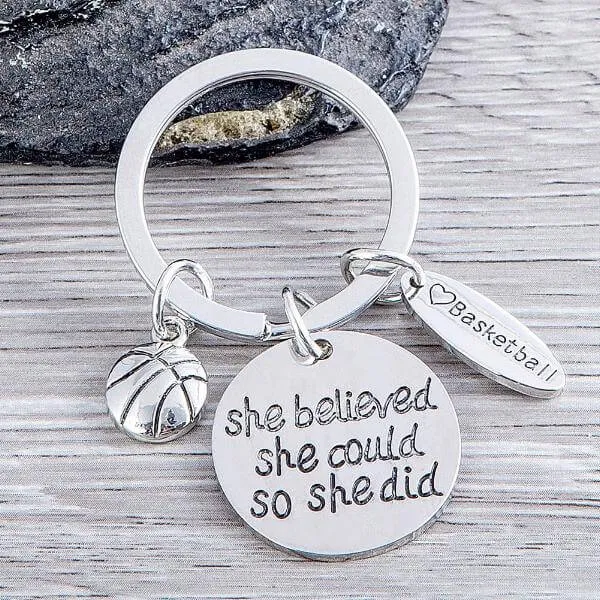 Basketball She Believed She Could So She Did Keychain & Card Gift Set