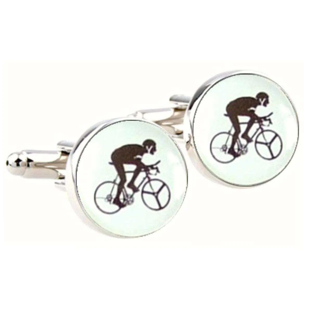 Bassin and Brown Round Cycling Cufflinks - White/Black