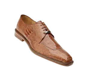 Belvedere Siena Cognac Men's Lace Up Oxford Shoes Genuine Ostrich