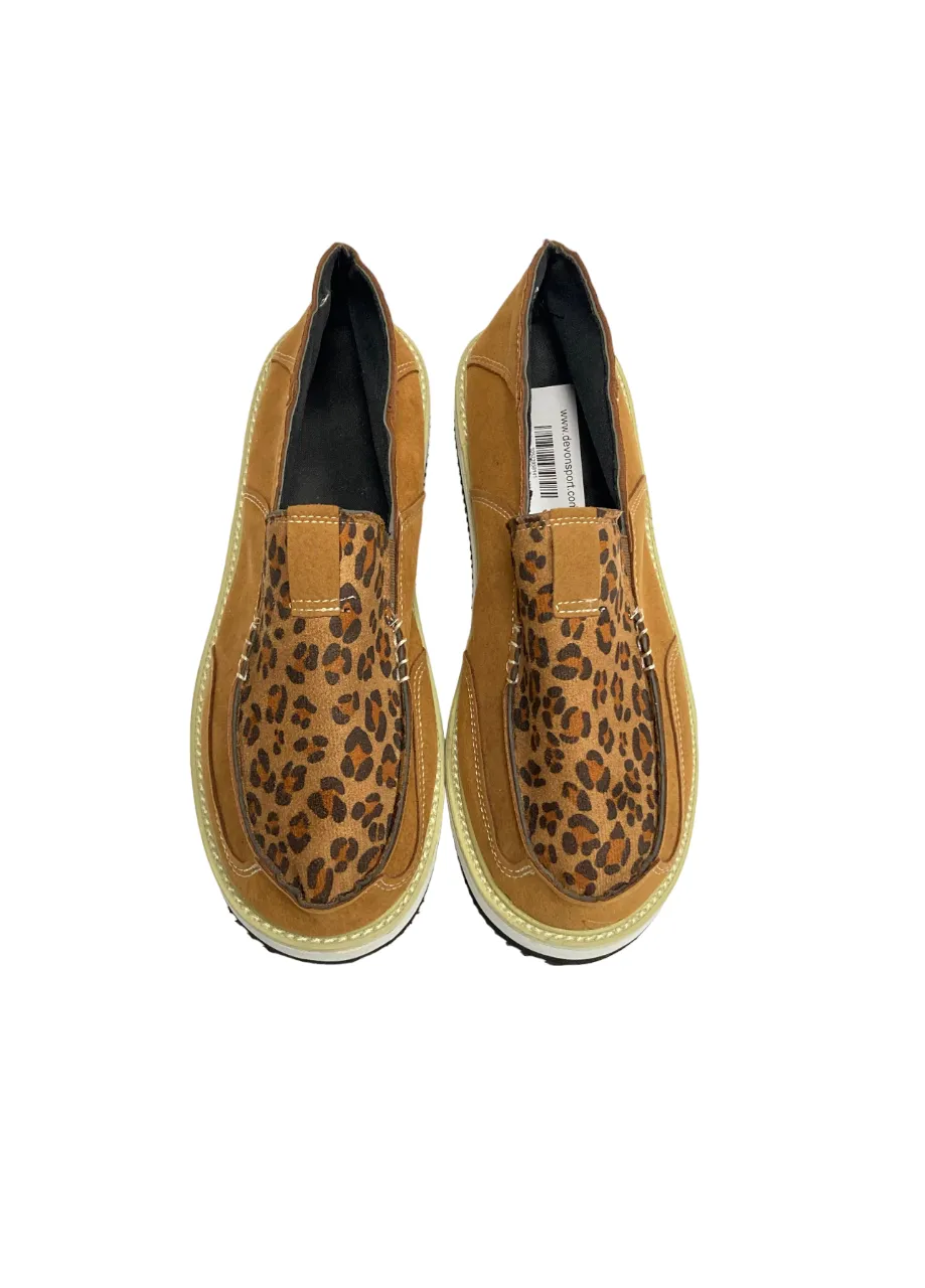 Brown Leopard Print Slip On Shoes Women's