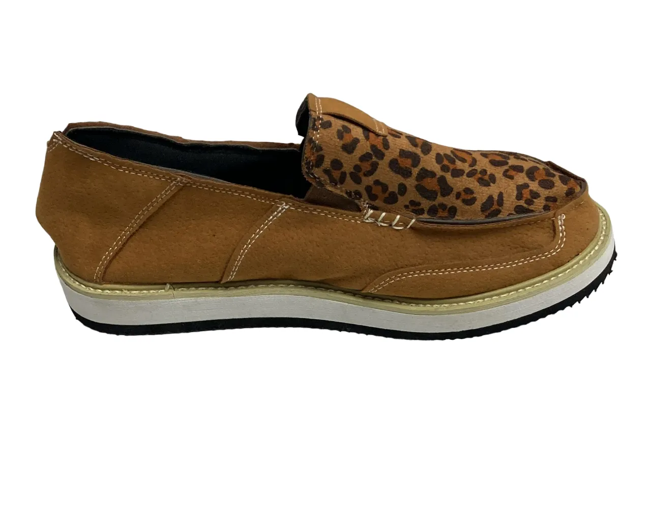 Brown Leopard Print Slip On Shoes Women's