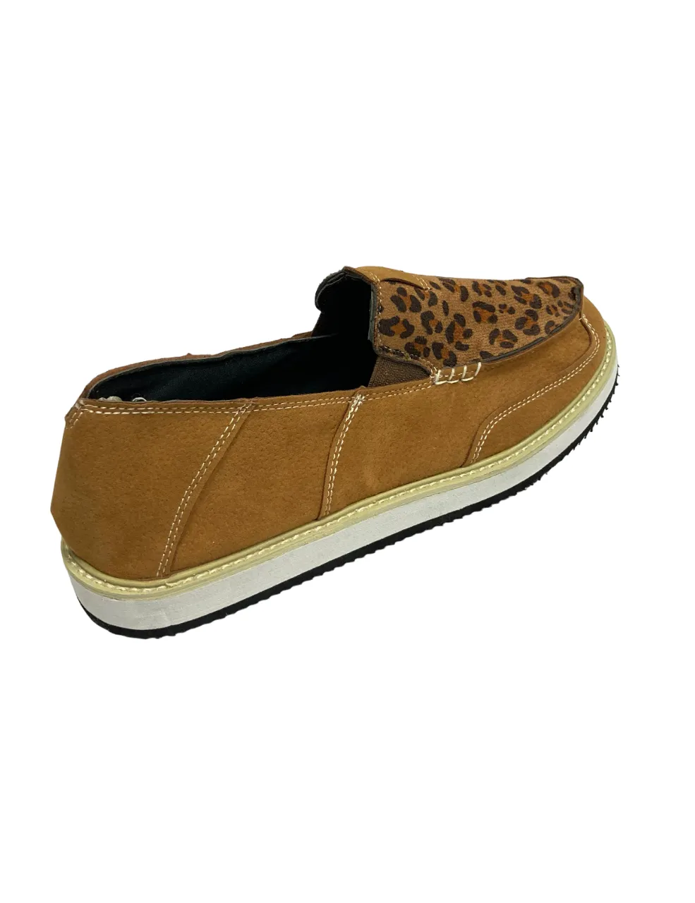 Brown Leopard Print Slip On Shoes Women's