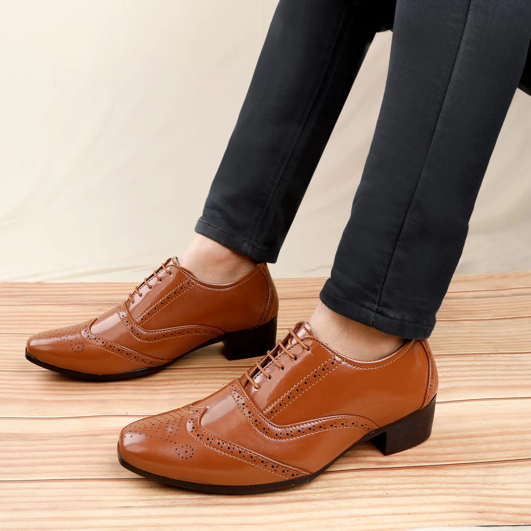 BXXY Height Increasing Formal And Office Wear Brogue Shoes For Men