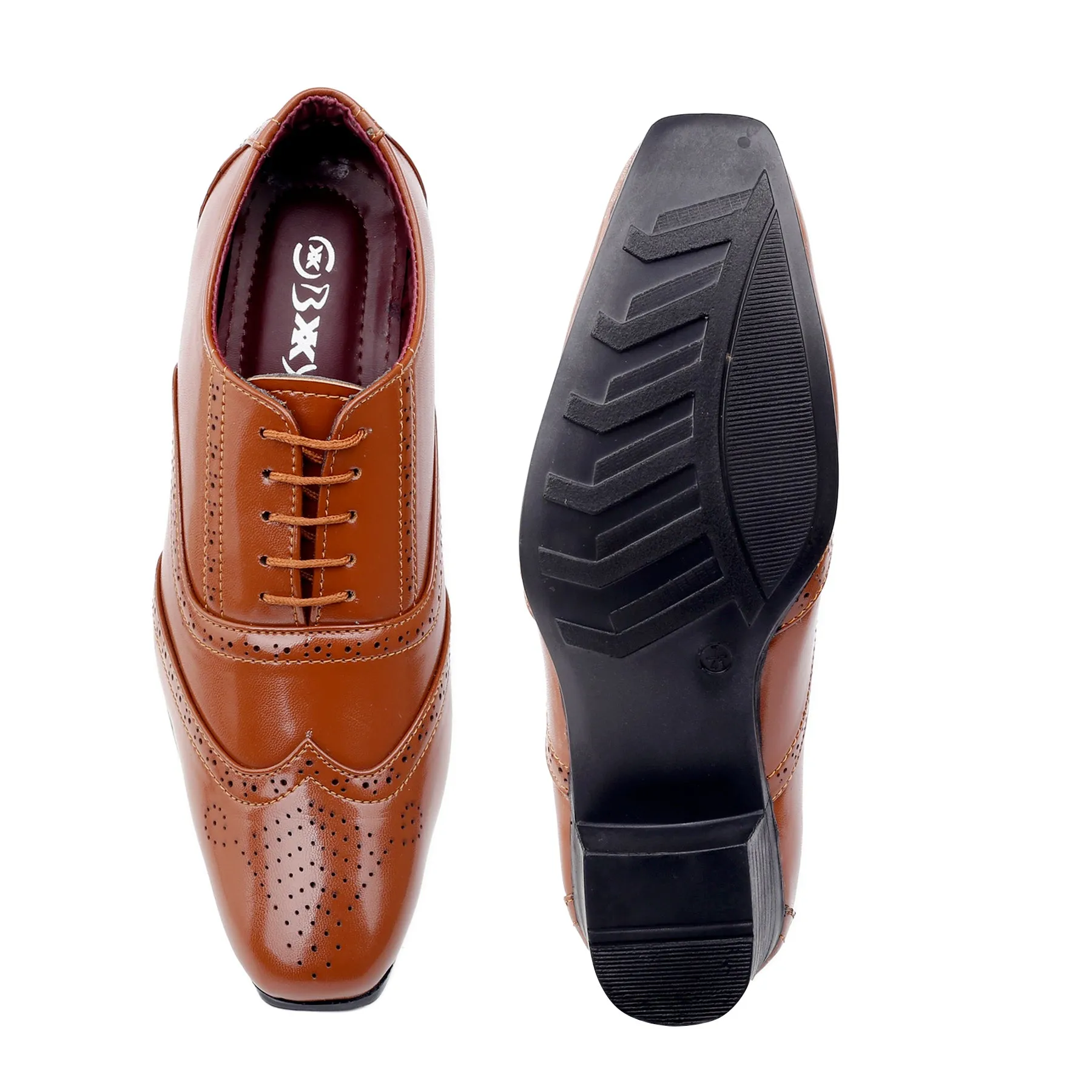 BXXY Height Increasing Formal And Office Wear Brogue Shoes For Men