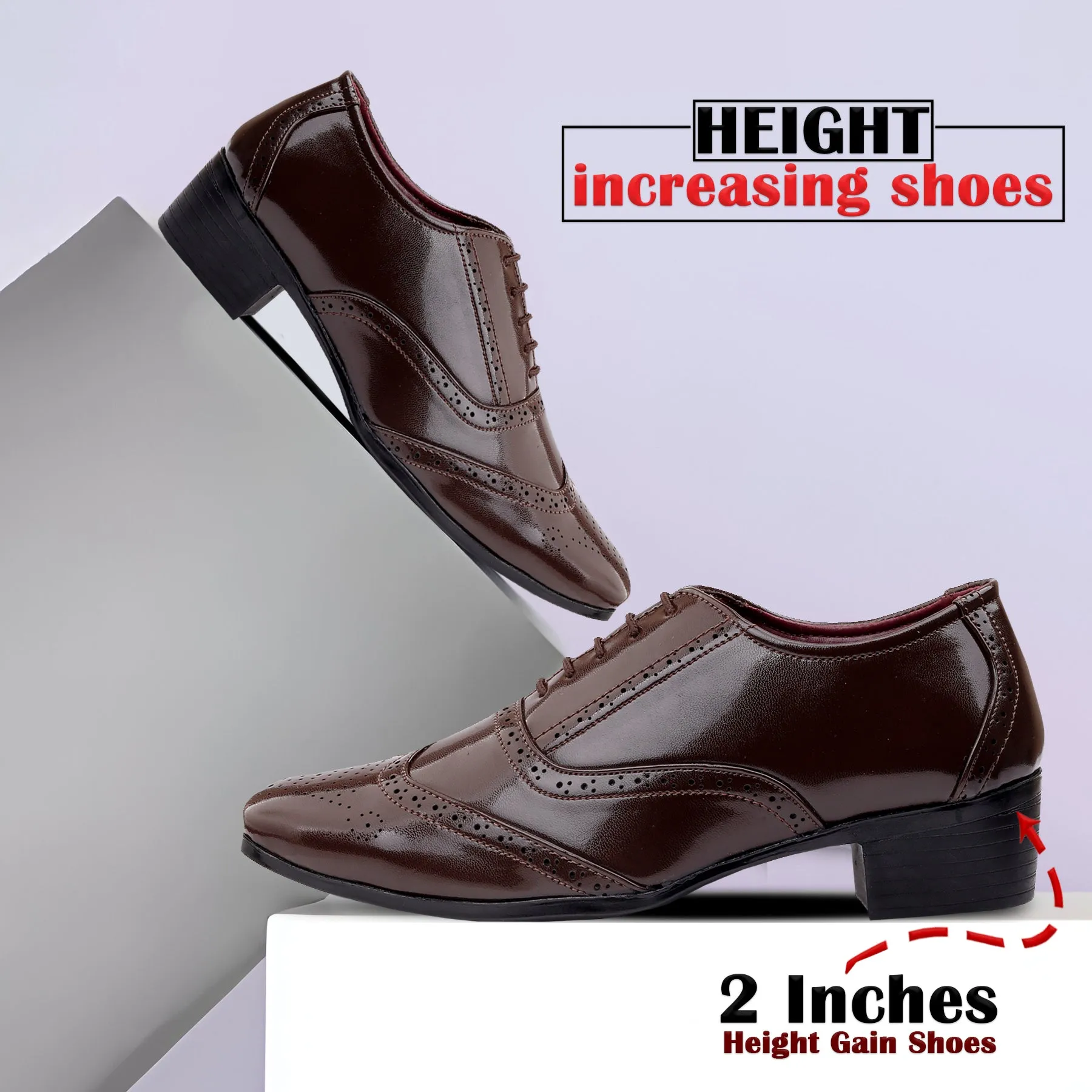 BXXY Height Increasing Formal And Office Wear Brogue Shoes For Men