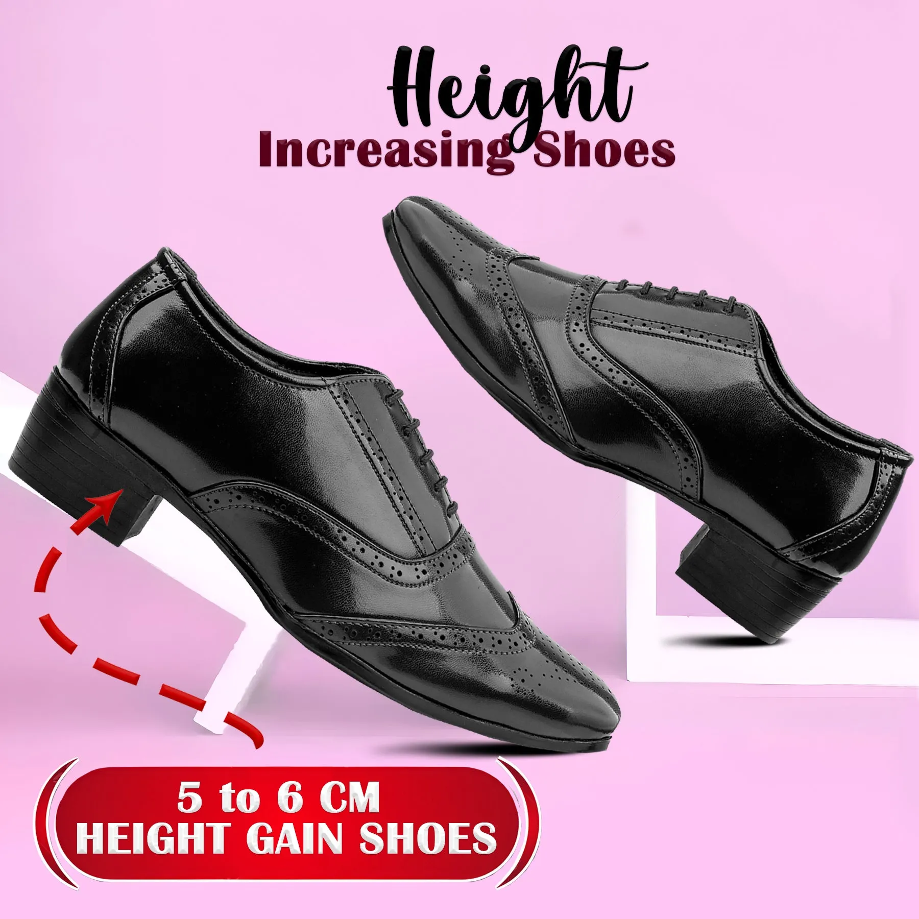 BXXY Height Increasing Formal And Office Wear Brogue Shoes For Men