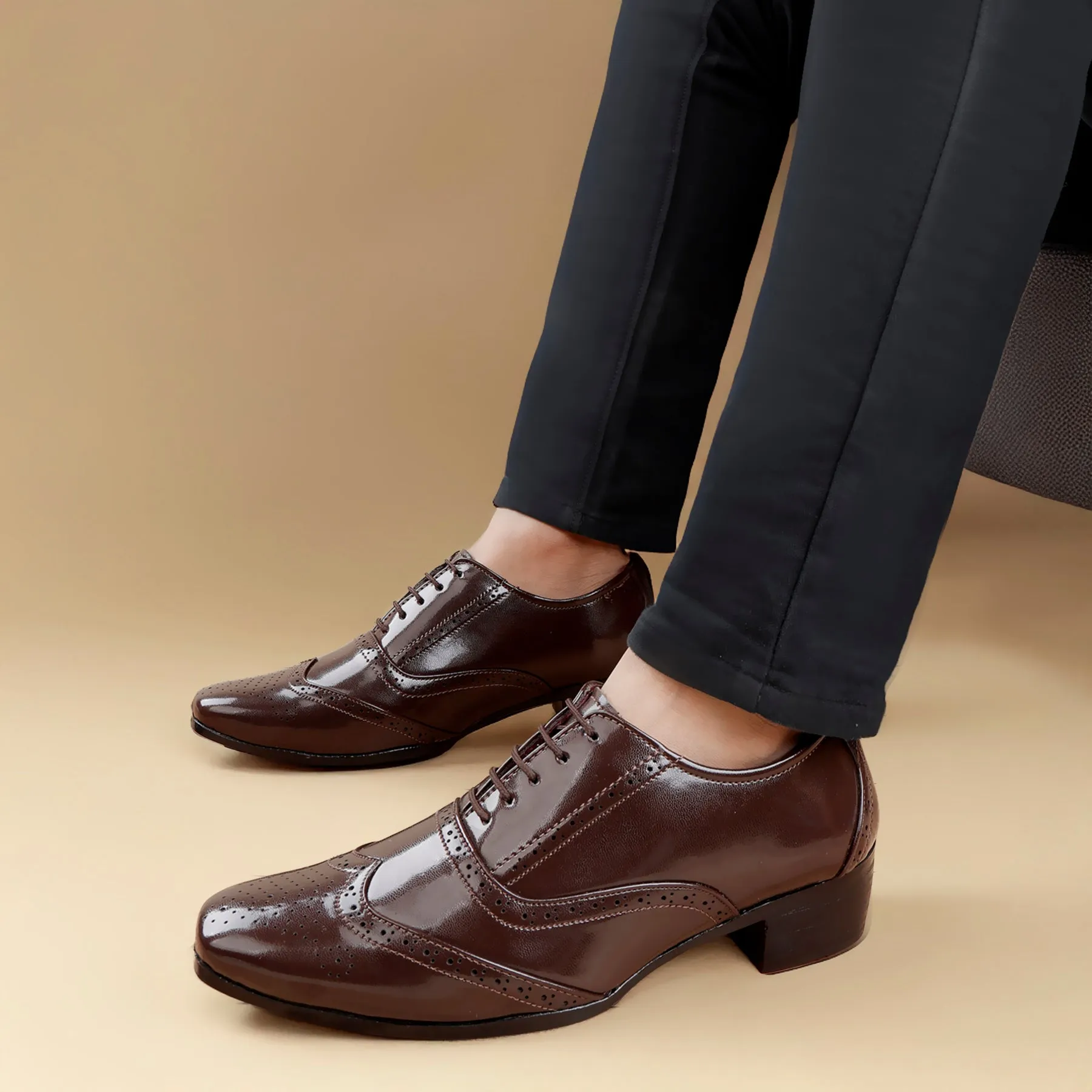 BXXY Height Increasing Formal And Office Wear Brogue Shoes For Men