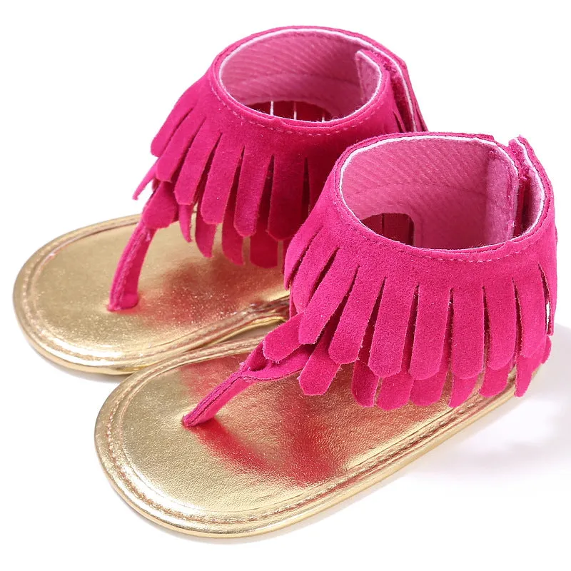 Children's sandals summer new girls sandals wholesale retro tassel flannel baby sandals