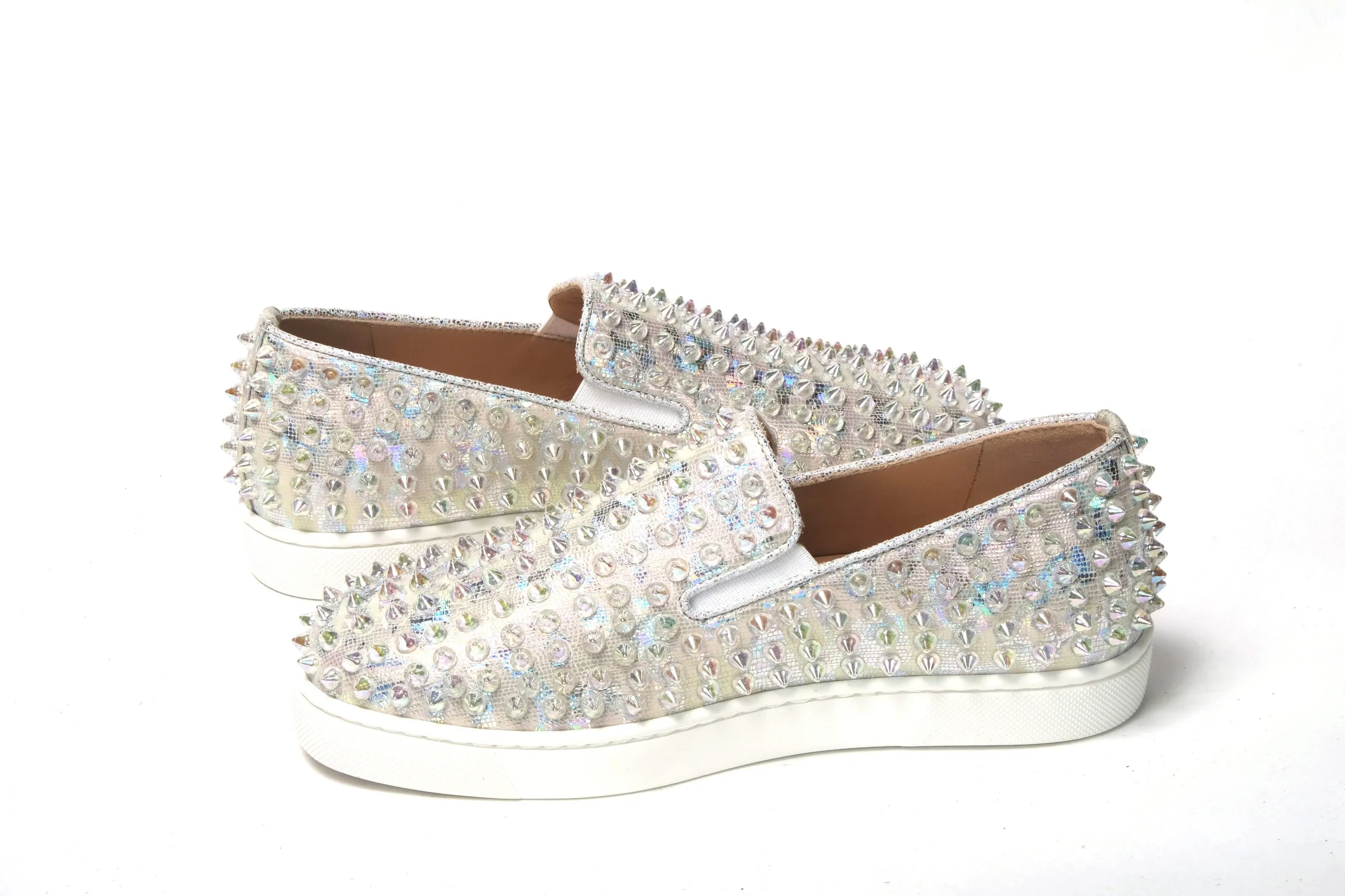 Christian Louboutin White Ab/Clear Ab Roller Boat Woman Flat Sneaker