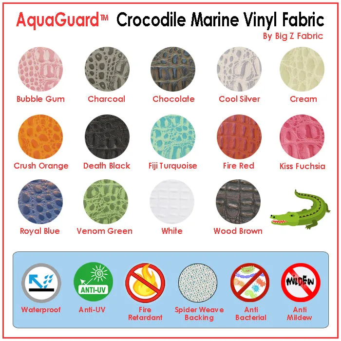 Crocodile Marine Vinyl Fabric - Auto/Boat - Upholstery Fabric / Kiss Fuchsia / By The Roll - 30 Yards