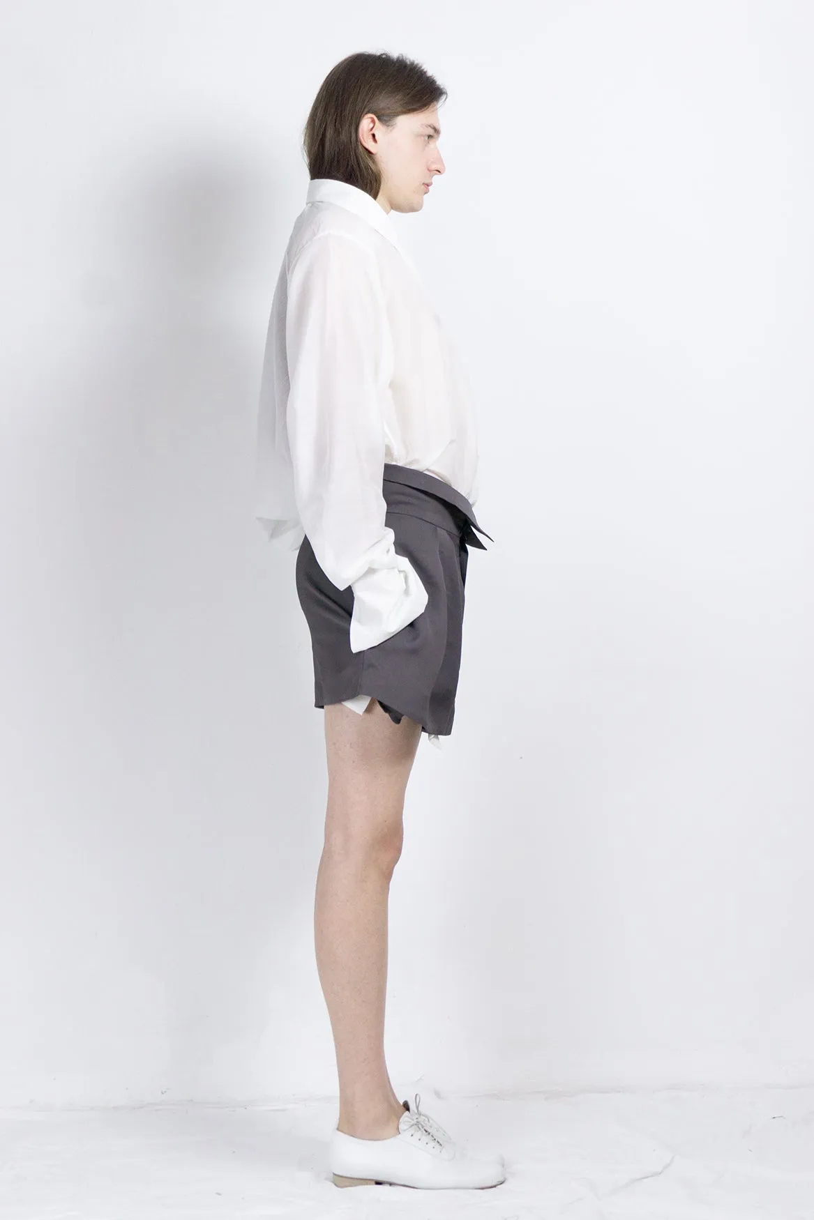 Cupro pleated shorts