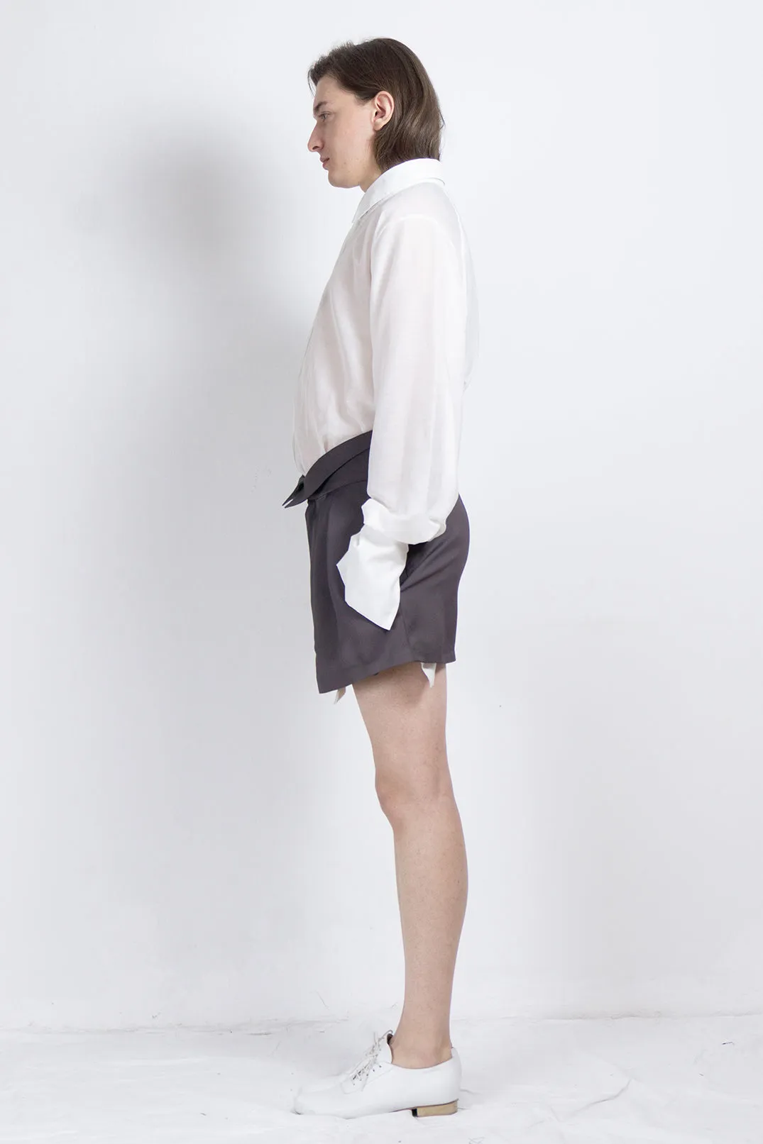 Cupro pleated shorts