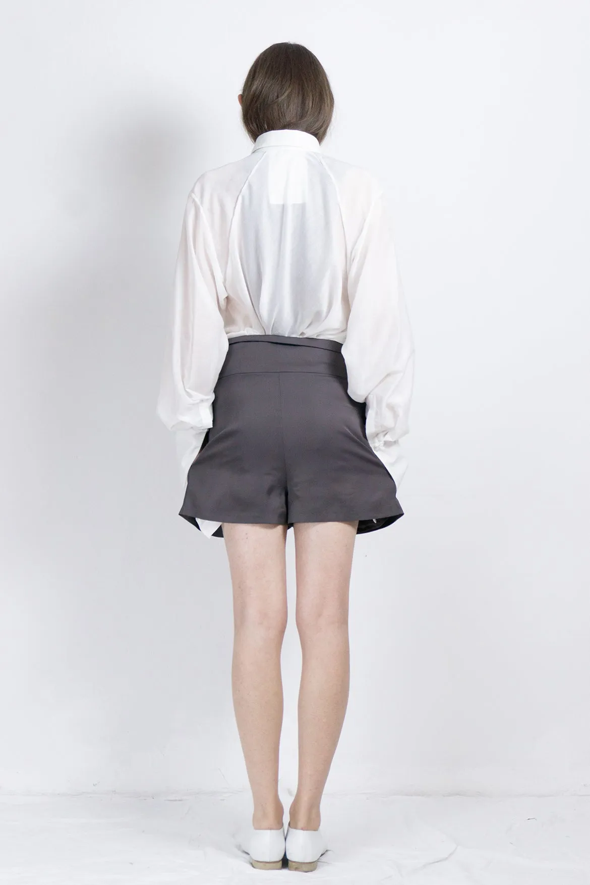 Cupro pleated shorts