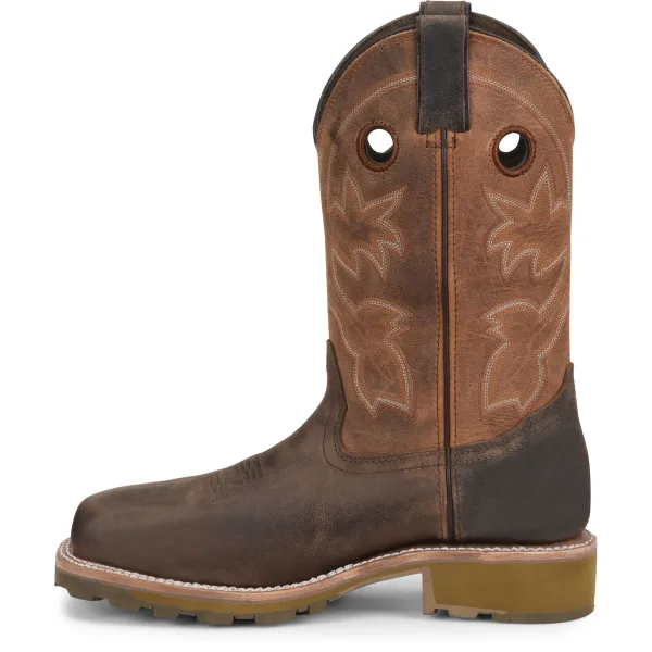 Double H Men's Abner 12" Sqr Toe WP Western Work Boot - Brown - DH4353