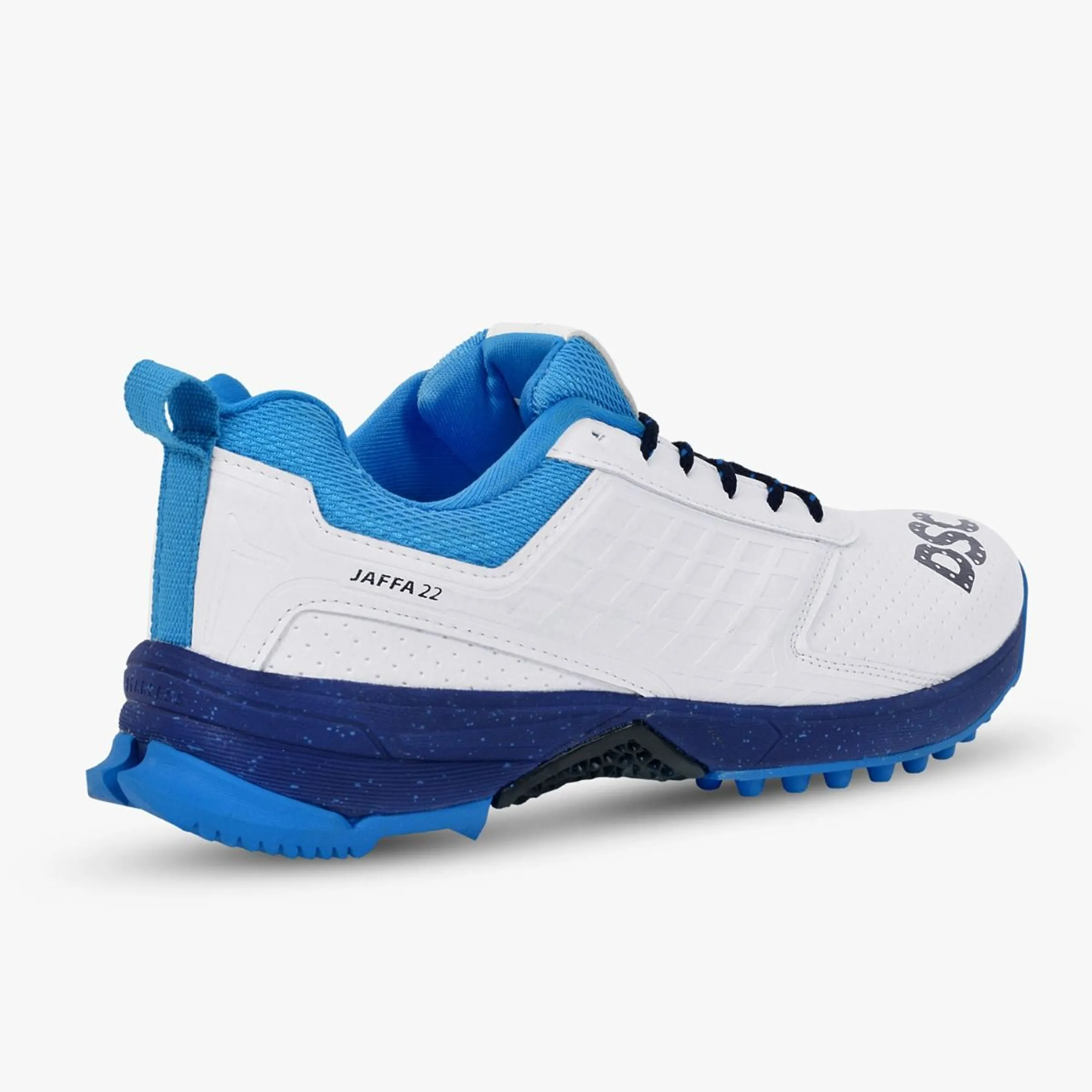 DSC Jaffa 22 Cricket Spike Shoes (White / Blue) - DOD