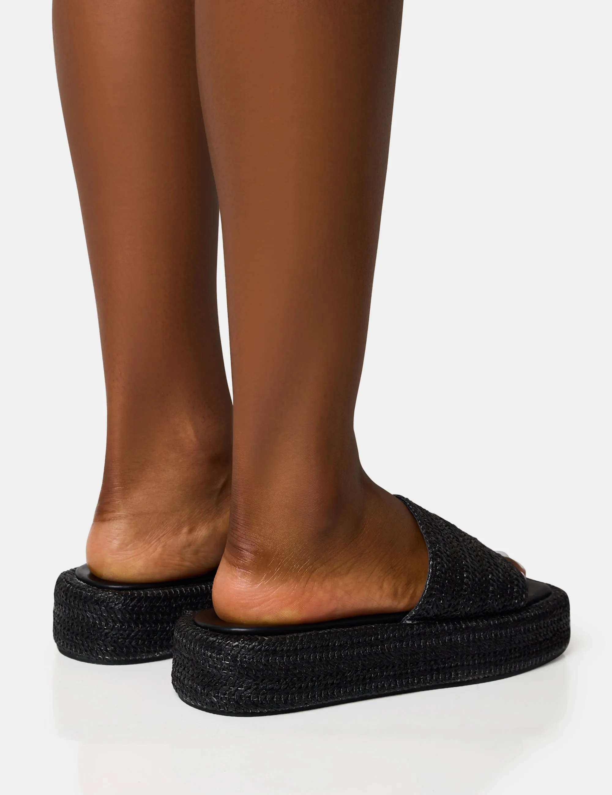 Eclipse Black Raffia Platform Sandals