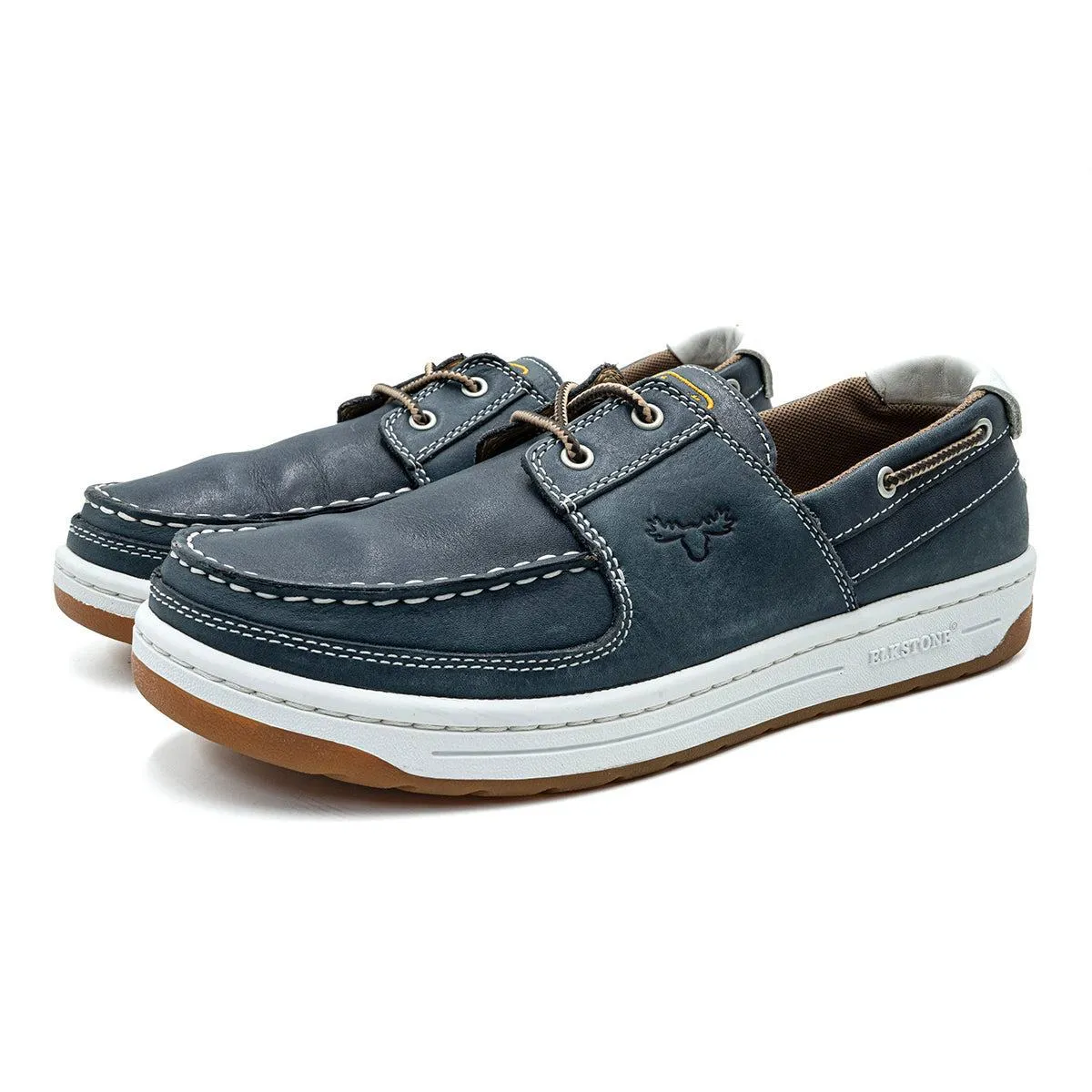 Elkstone Casual Boat Shoes Leather Blue Colour For Men