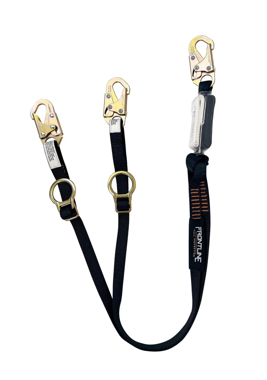 Frontline LPO62SADJ Combat 6' Tie-Back Double Leg Shock Absorbing Lanyard with Snaphooks