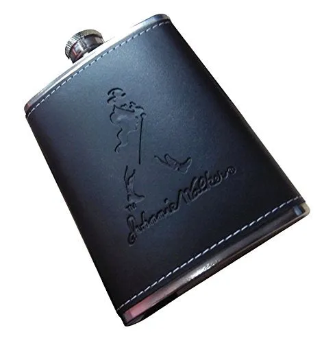 Generic Generic Stainless Steel and Stitched Leather Hip Flask 8 Oz (230 Ml), Alcoholic Beverage Holder