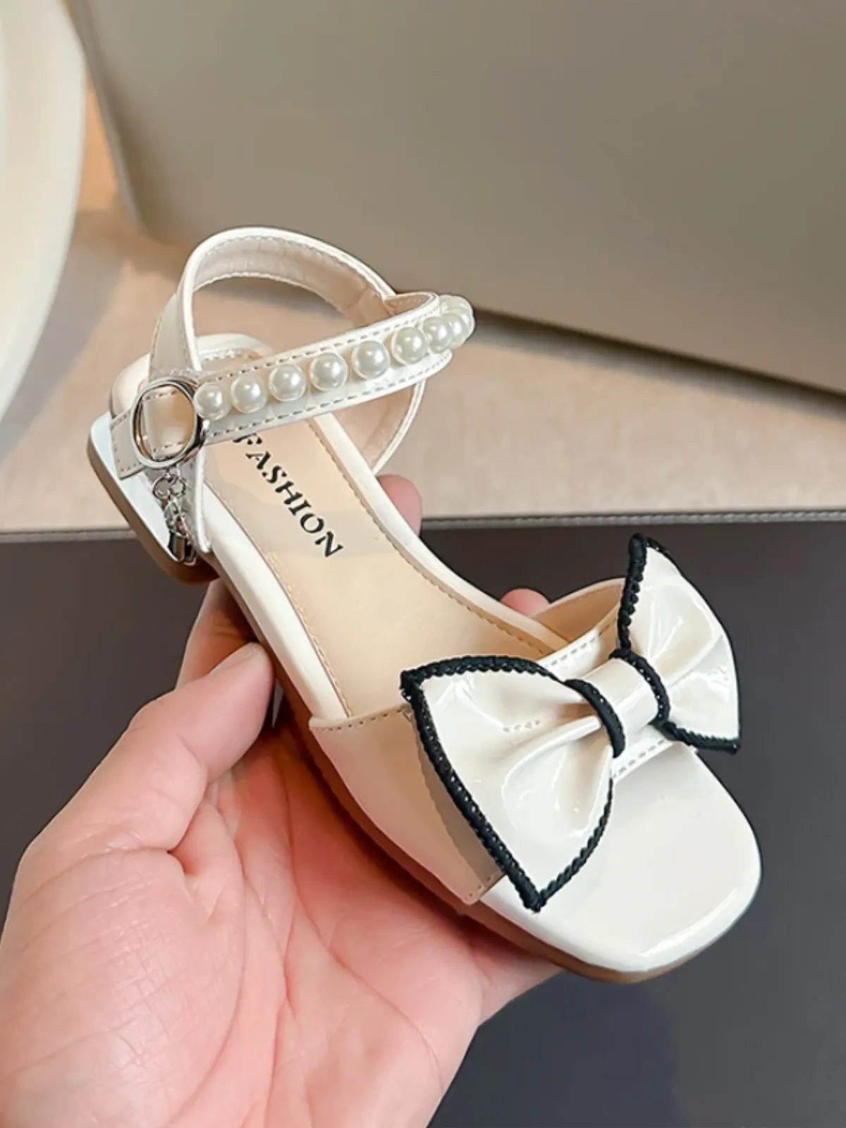 Girls Enchanted Pearl and Bow Glamour Sandals by Liv and Mia