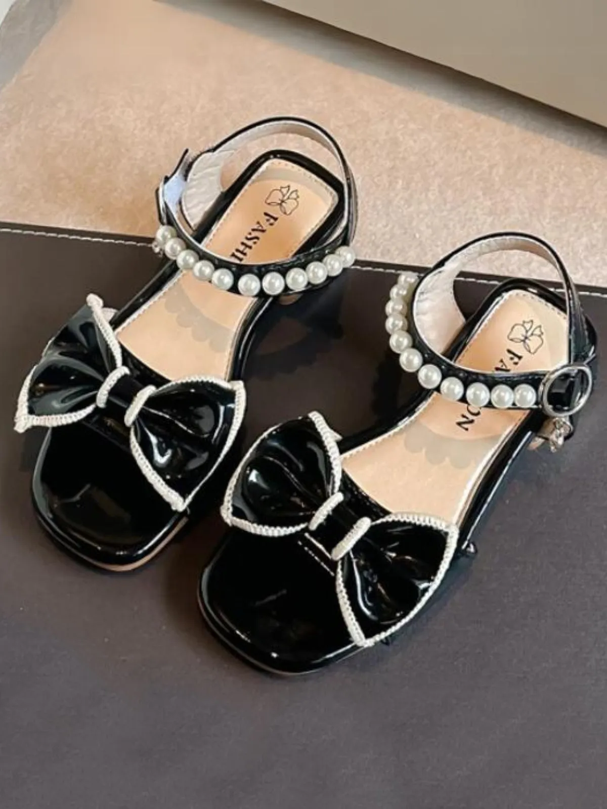 Girls Enchanted Pearl and Bow Glamour Sandals by Liv and Mia