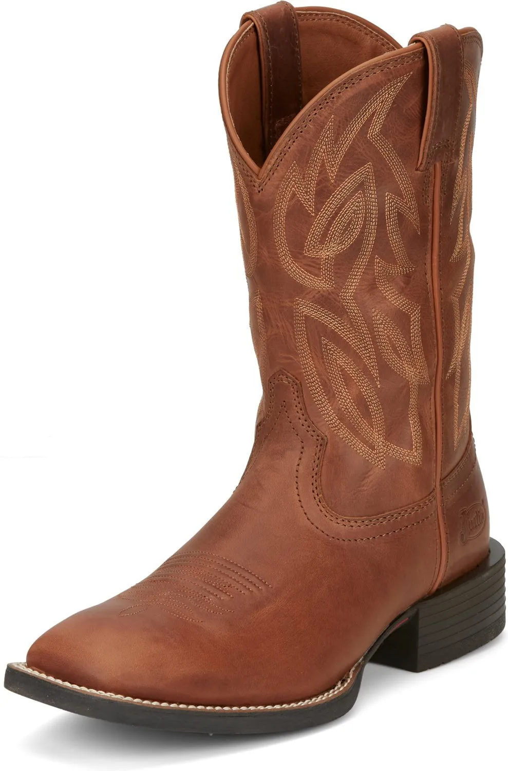 Justin 11in Pull-On Mens Hazel Brown Canter Leather Work Boots