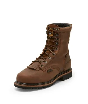 'Justin' Men's 8" Pulley WP Internal Met Guard - Dark Tan