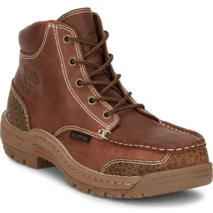 Justin Men's Corbett 5" Alloy Toe WP Western Work Boot -Brown- SE253