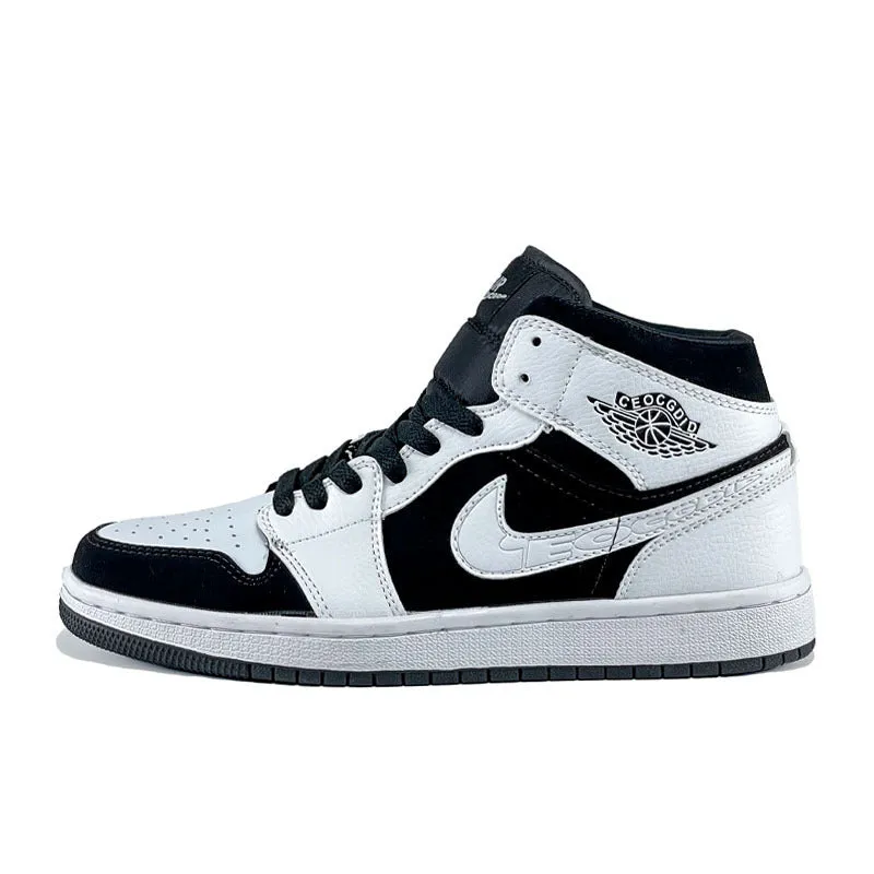 Men Shoes Putian Shoes High-top Ash Aj1 Black And White Basketball Shoes Air Force One Women  Casual Board Shoes Resistant To Officials