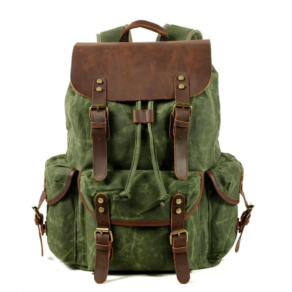 Men's Canvas Backpack Bag, Travel Bag Shoulder Bag Vintage Backpack Durable Casual Schoolbag Large Leather Bag For Gift