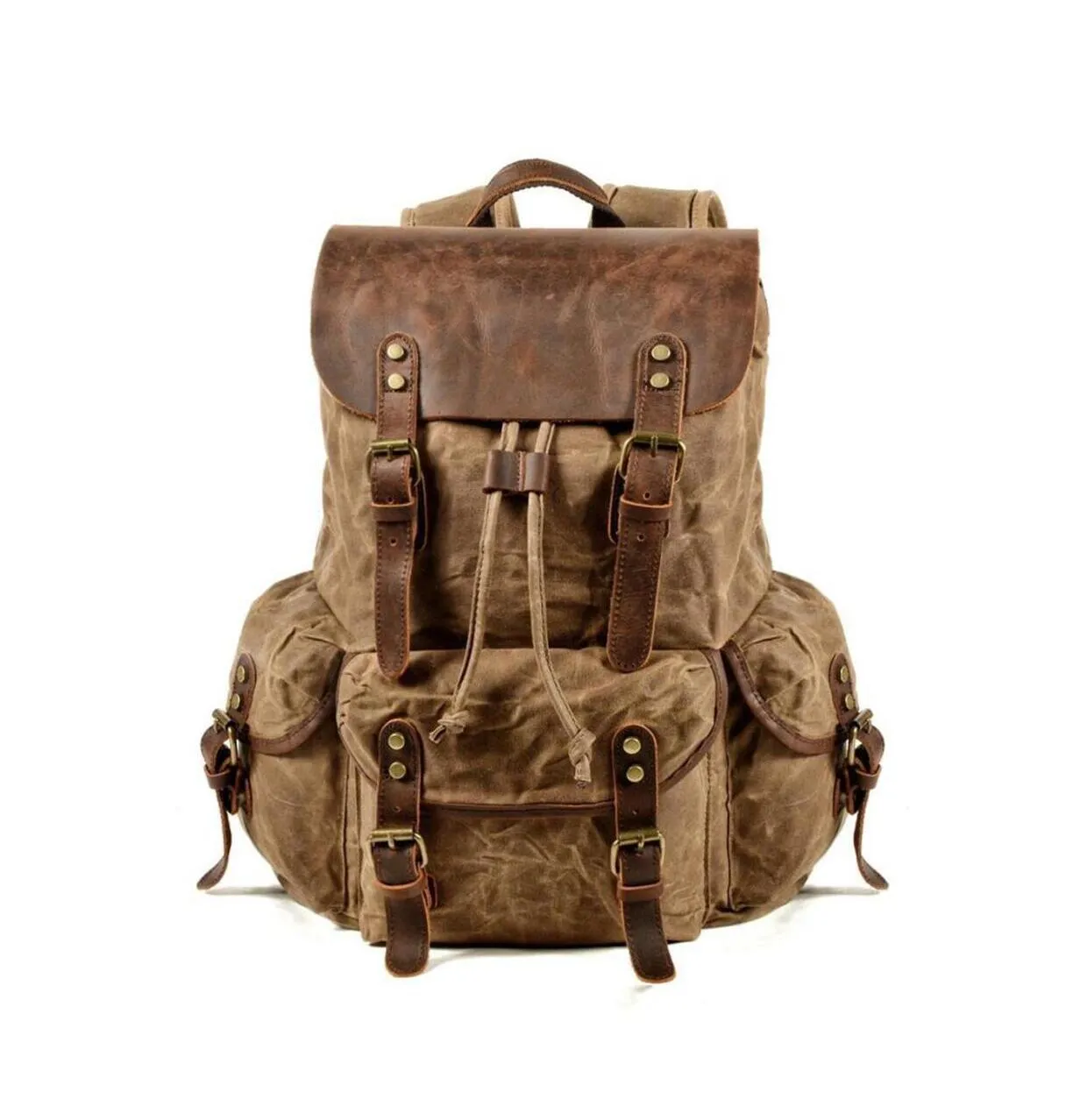 Men's Canvas Backpack Bag, Travel Bag Shoulder Bag Vintage Backpack Durable Casual Schoolbag Large Leather Bag For Gift