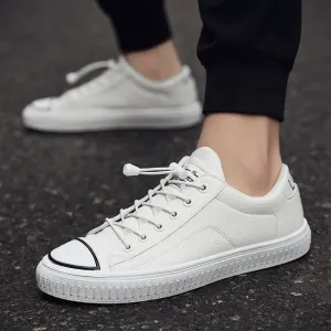 Men's Casual Leather Sneakers | Men's Flat Shoes