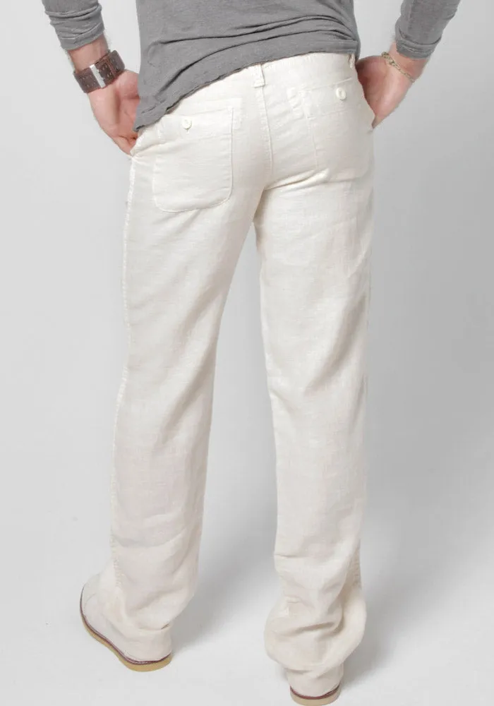 Men's Linen Relaxed Pants | 100% Natural Italian Style with Drawstring, Item #1202