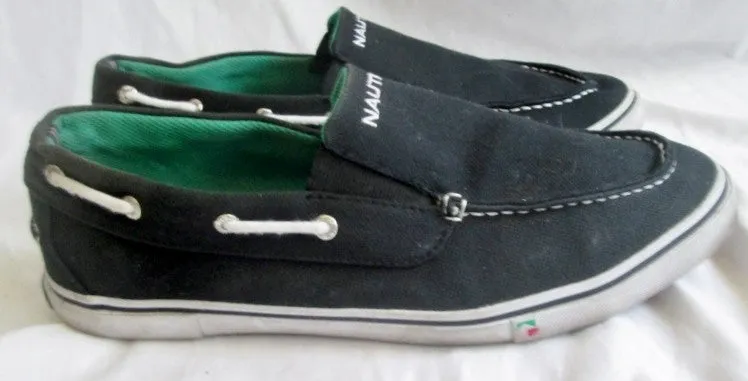 Mens NAUTICAL Canvas Boat Shoe BLACK 13 Nautical Beach Cruisewear Preppie