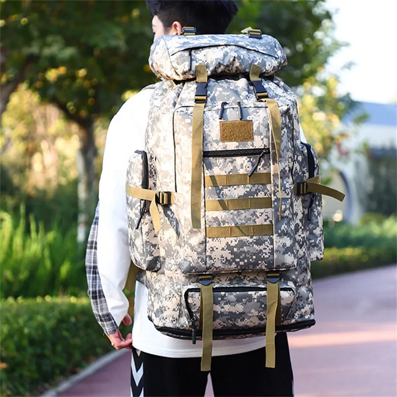 Men's Outdoor Camping Longer Large-capacity Military Camouflage Hiking Mountaineering Backpack