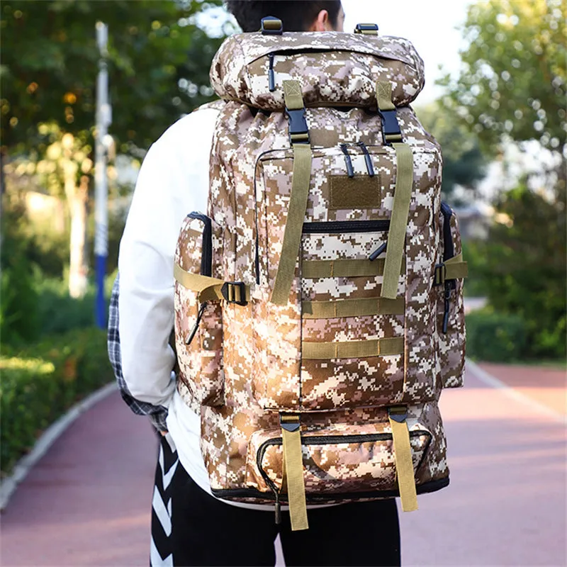 Men's Outdoor Camping Longer Large-capacity Military Camouflage Hiking Mountaineering Backpack