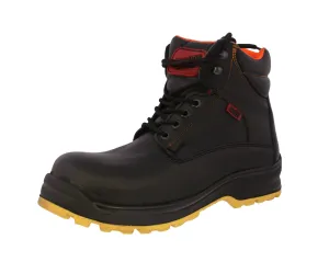 Mens #S001 Black Leather Work Boots - Steel Toe