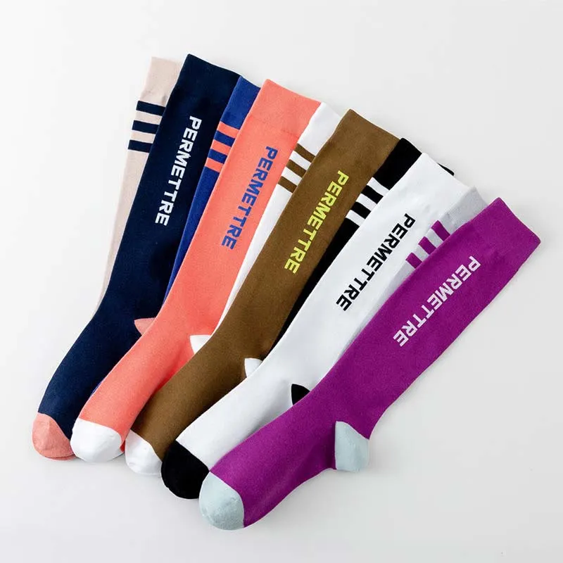 Mixed Color Cotton Plus Size Compression Socks(3 Pairs)