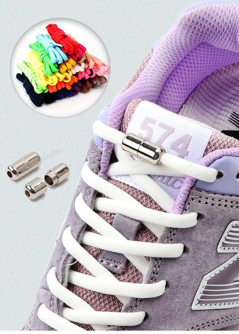 No tie Shoe laces Elastic laces Sneakers Round Shoelaces without ties Quick Shoelace for Shoes Kids Adult One Size fits All shoe