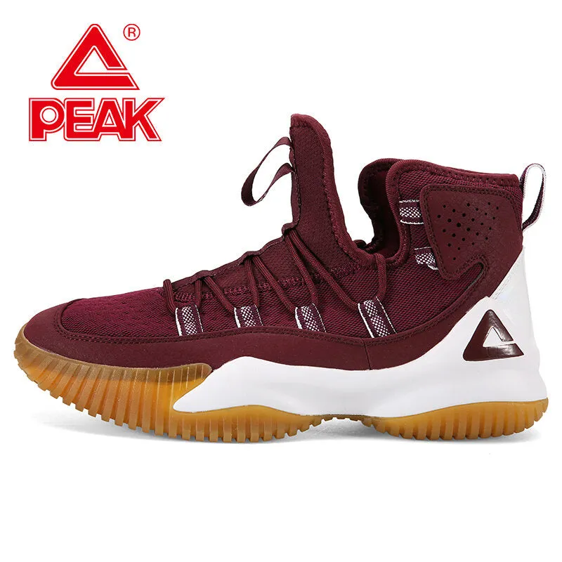 PEAK Men Court Basketball Shoes Cushioning Sneakers Burgundy  DA830551